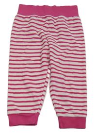 Bílo-fuchsiové pruhované sametové tepláky Impidimpi