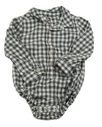 Černo-bílé kostkované flanelové košilové body Tu