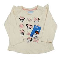 Nové - Krémové triko s Minnie a volánky Disney