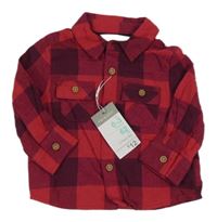 Nové - Červeno-vínová kostkovaná košile Primark