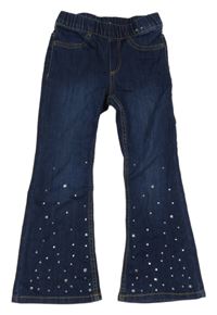 Tmavomodré flare džegíny s kamínky H&M