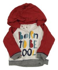 Bílo-vínová mikina s nápisem a kapucí Fagottino