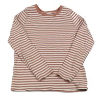 Starorůžovo-bílé pruhované žebrované triko M&S