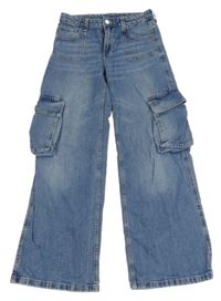 Modré wide leg cargo rifle H&M