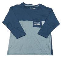 Tmavomodro-modrošedé triko s kapsou s nápisem Little Kids