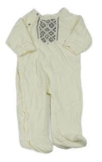 Krémový žebrovaný overal se vzorem