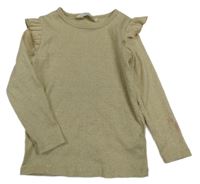 Béžový třpytivý lehký svetr s volánky H&M