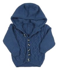 Tmavomodrý propínací svetr s kapucí