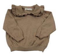 Hnědý svetr s límečkem Shein