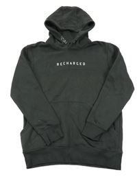 Antracitová mikina s nápisem a kapucí Yigga