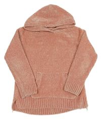 Starorůžový žinylkový svetr s kapucí C&A