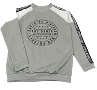 Šedo-bílá mikina s nápisem Pep&Co