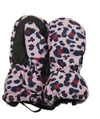 Růžové vzorované šusťákové zimní palcové rukavice