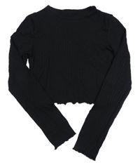 Černé žebrované crop triko New Look