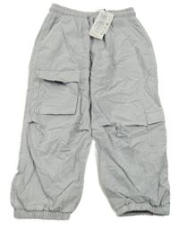 Nové - Světlešedé plátěné podšité cargo cuff kalhoty M&S
