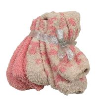 Nové - 2x chlupaté ponožky - růžové třpytivé + světlerůžové vzorované