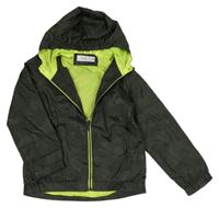 Tmavokhaki šusťáková jarní bunda s kapucí OVS