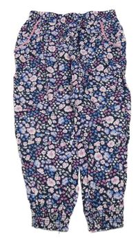 Tmavomodré květované lehké kalhoty Kiki&Koko