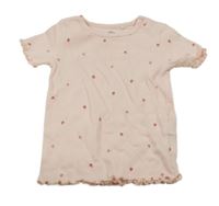 Světlerůžové žebrované tričko s jahodami F&F