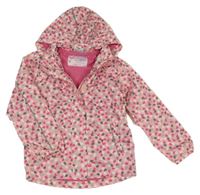 Růžová vzorovaná šusťáková jarní bunda s kapucí Topolino