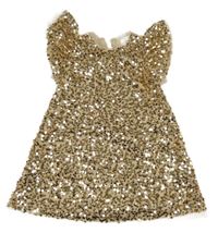 Béžovo-zlaté flitrovo/tylové šaty So Cute