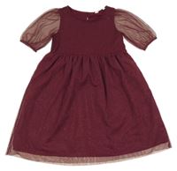 Vínové třpytivé tylové šaty H&M