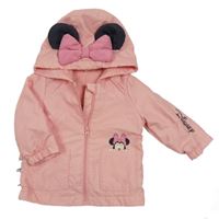 Růžová šusťáková lehce zateplená bunda s Minnie a kapucí Disney