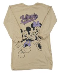 Světlehnědé teplákové šaty s Minnie a Mickeym H&M