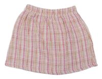 Růžovo-hnědo-bílá kostkovaná sukně Shein