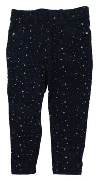 Tmavomodré manšestrové elastické kalhoty s hvězdami Denim Co.