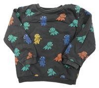Tmavošedá mikina s dinosaury M&S