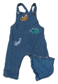 Tmavomodré manšestrové podšité laclové kalhoty s dinosaury M&Co.