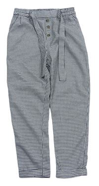 Černo-bílé vzorované úpletové kalhoty s páskem H&M