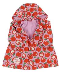 Růžovo-červená šusťáková podzimní bunda s jablky a Hello Kitty a kapucí George