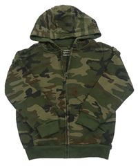 Army zeleno-hnědo-černá propínací oversize mikina s kapucí zn.Primark