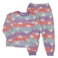 Modro-lila-růžové sametové pyžamo s mraky Primark