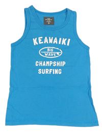 Modré tílko s nápisem H&M