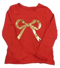 Červené triko se zlatou mašlí Primark