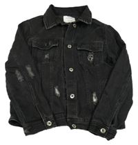 Antracitová riflová bunda s dírami Zara