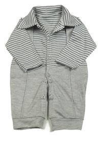 Šedý pruhovaný overal s límečkem 
