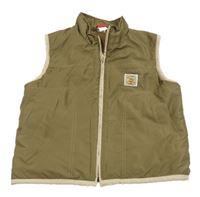 Hnědá šusťáková zateplená vesta s nášivkou 