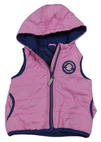 Růžová šusťáková zateplená vesta s nášivkou a kapucí Impidimpi
