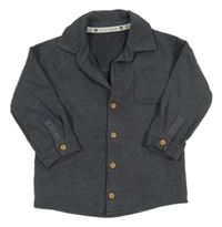 Tmavošedé propínací mikinotriko s límečkem