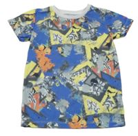 Modro-barevné vzorované tričko Urban