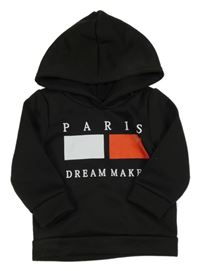 Černá mikina s nápisem a kapucí Shein