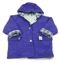 Fialová šusťáková lehce zateplená bunda s kapsami a kapucí 