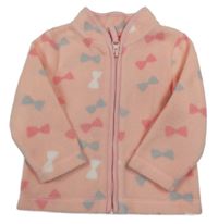 Světlerůžová propínací fleecová mikina s mašličkami Mothercare
