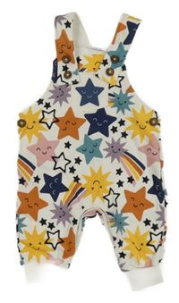 Bílo-barevné laclové tepláky s hvězdami 