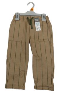 Nové - hnědé tepláky se zelenými pruhy Pep&Co