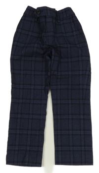 Tmavomodré kostkované společenské kalhoty Next